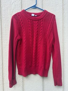 GAP Red Cable-Knit Crewneck Sweater